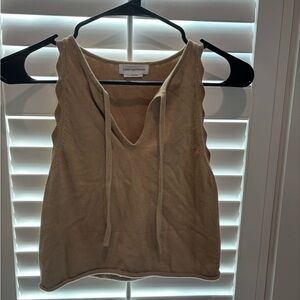 Lovers + Friends Tan Scalloped Tank Top